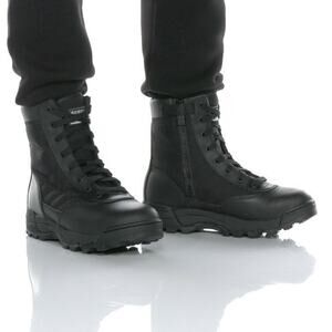 Original SWAT M4 W5.5 Black Leather Classic 9" Safety Work Boots Side Zip BR1-22